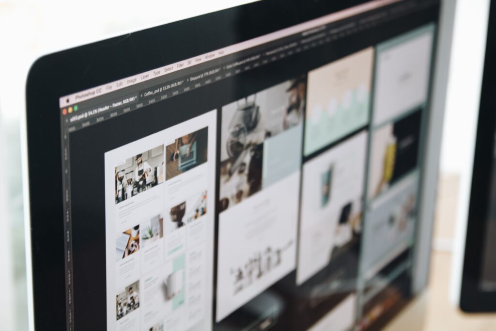 Stock photo of a computer screen showing web design work; not a Wix site or a client project